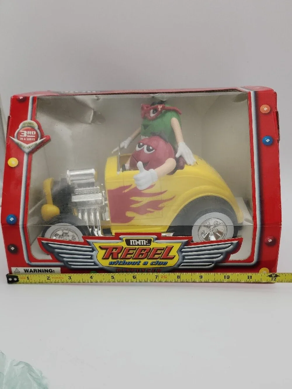 M&M'S Yellow Rebel Hot Rod with Red and Green Characters